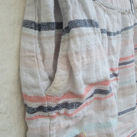 Sonoma multicolor striped elastic waist  linen blend skirt w pockets wmns sz 14 - Picture 3 of 4